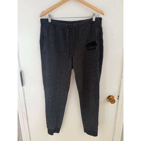 Roots Women’s L Jogger Sweatpants Black/dark Gray Drawstring Lounge Pants - Picture 1 of 9